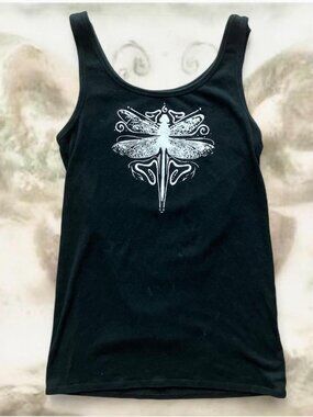 Hand-Printed Dragonfly Tank Top – Size XL
